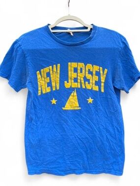 Vintage Soffee New Jersey Graphic Short Sleeve Tee - Blue & Yellow
